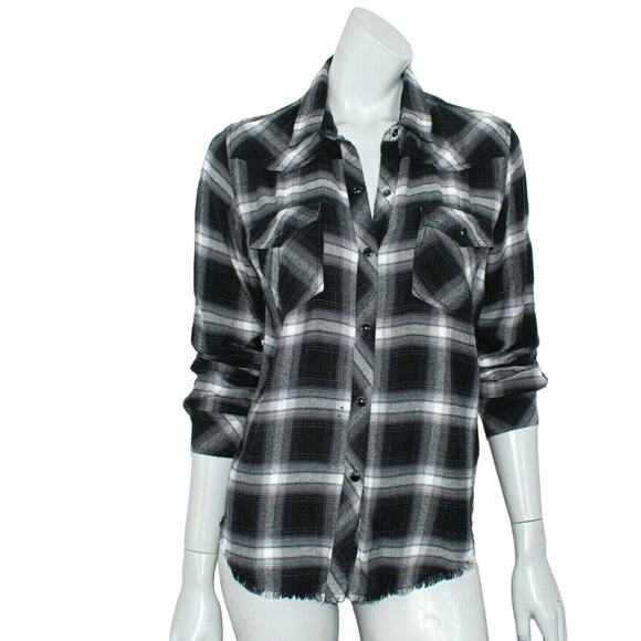 Rails Black Grey Plaid JAXTON Flannel Shirt size Small - Picture 3 of 9